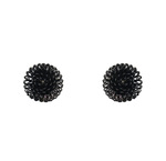 Single Black Pompom Clip Earrings