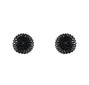 Single Black Pompom Clip Earrings