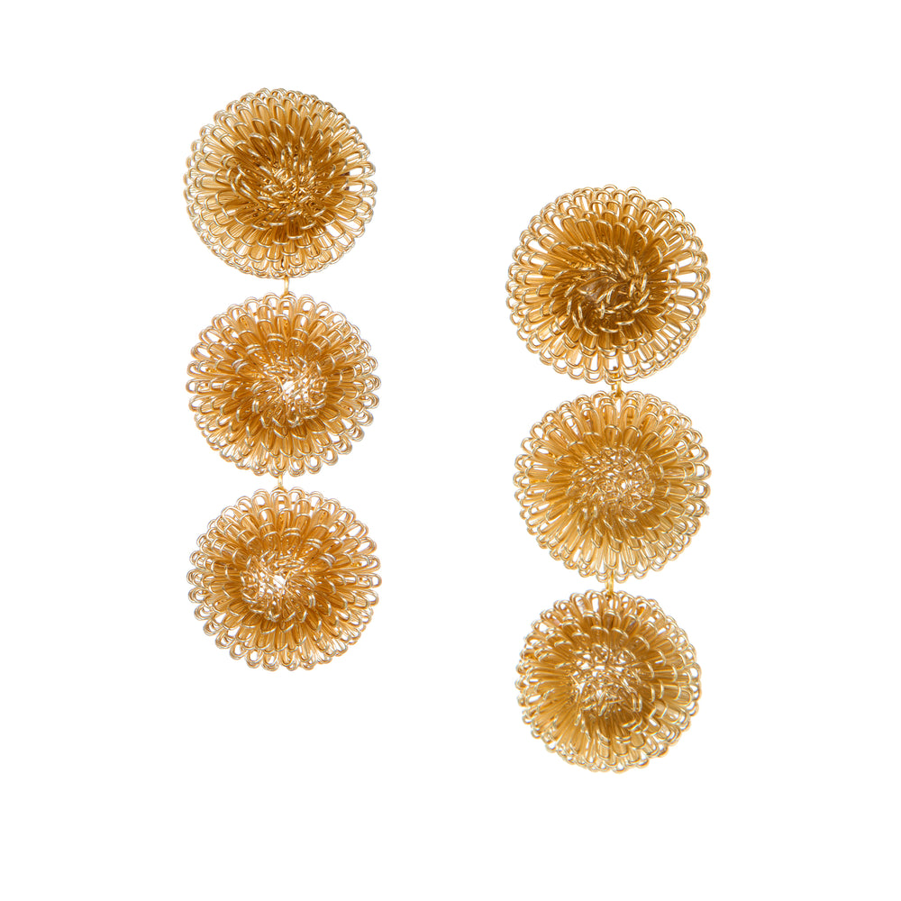 Golden Pompoms Earrings