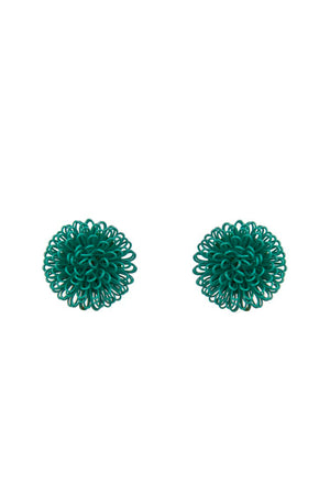 
            
                Load image into Gallery viewer, Single Green Clip Pompom Earrings
            
        