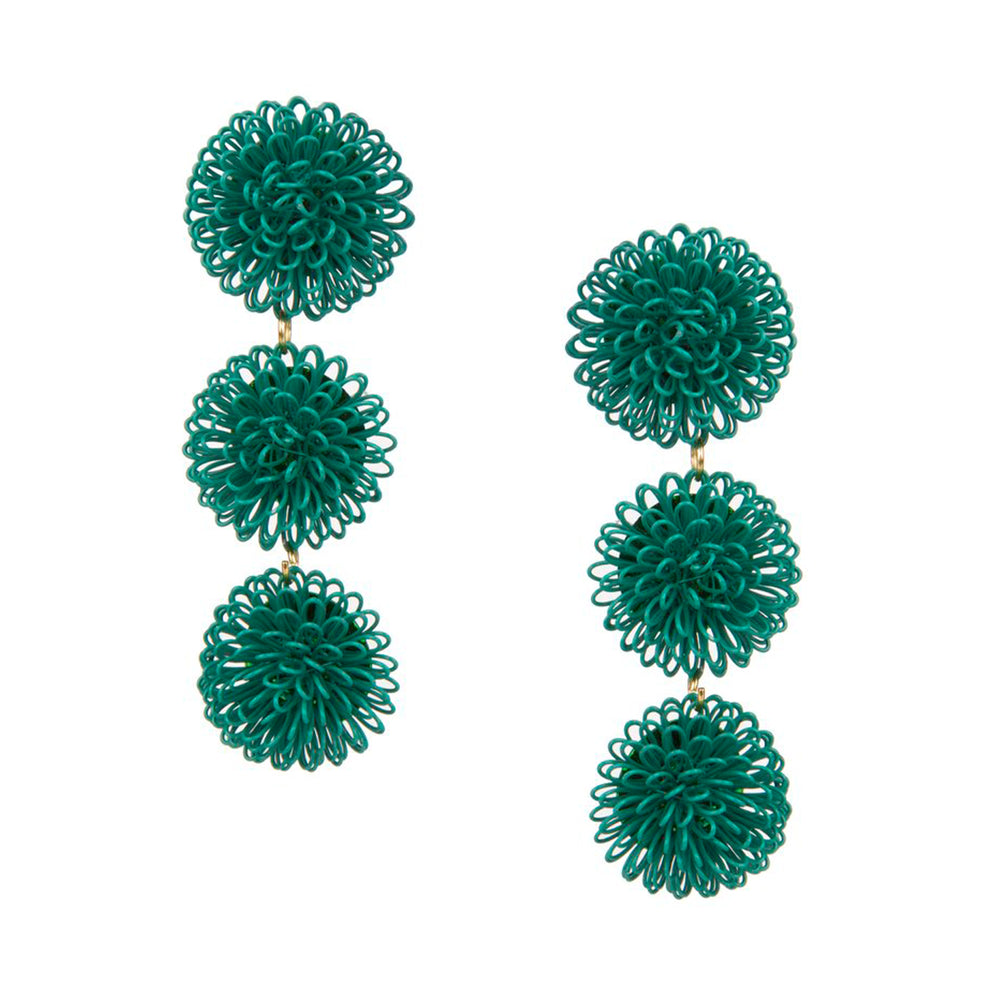 Green Pompoms Earrings