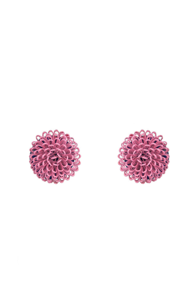 Single Pink Pompom Clip Earrings
