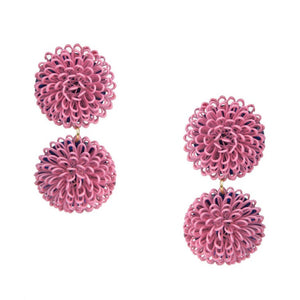 
            
                Load image into Gallery viewer, Double Pink Pompoms Earrings
            
        