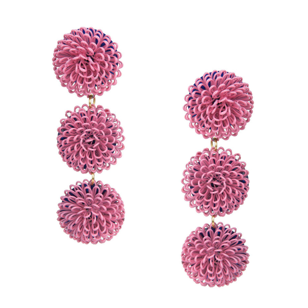 Pink Pompoms Earrings