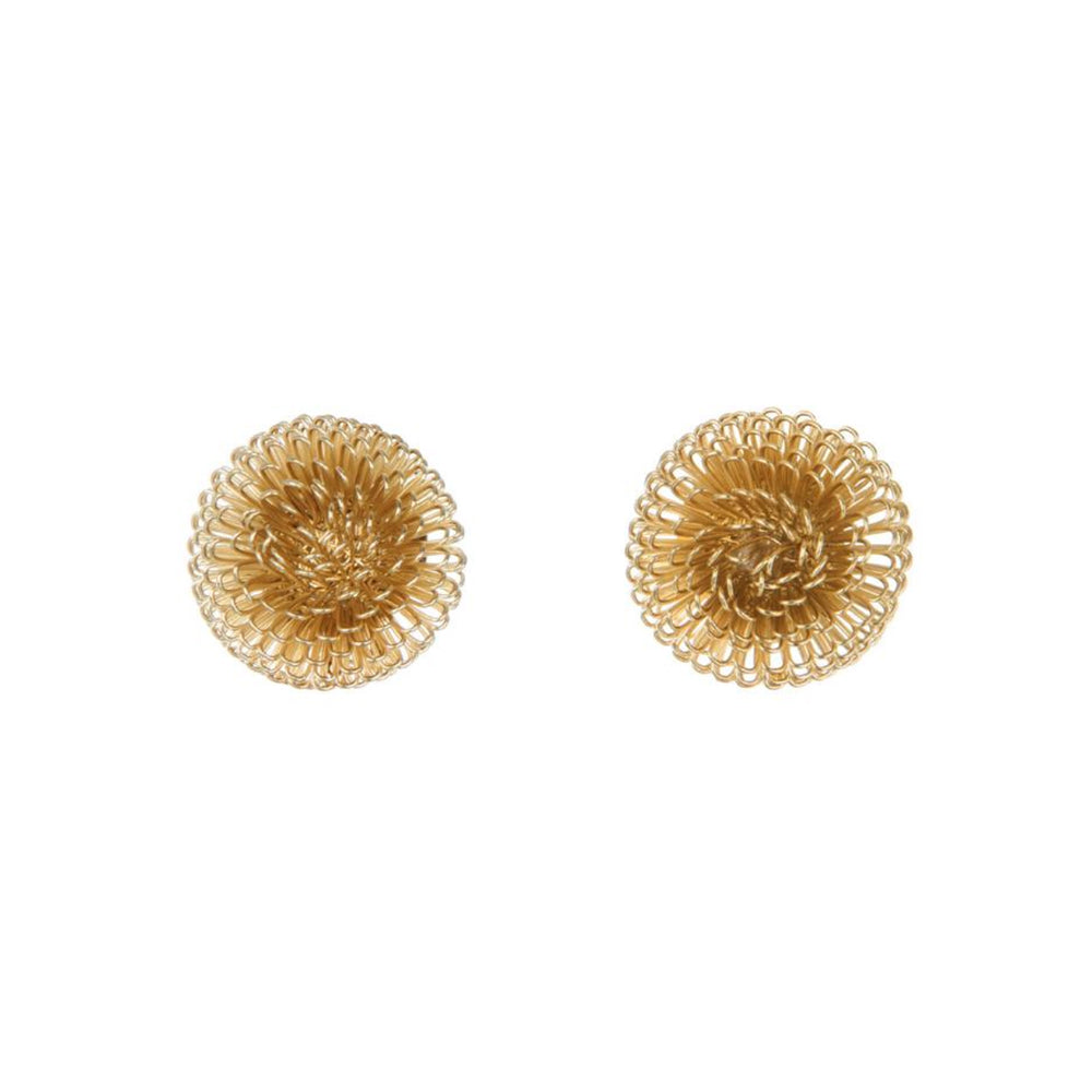 Single Golden Pompom Clip Earrings