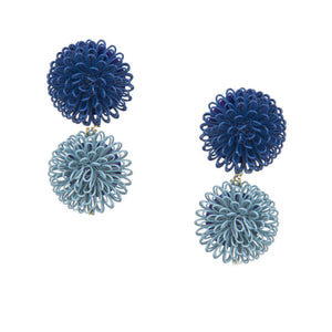 Multi Colored - Double Pompoms Earrings